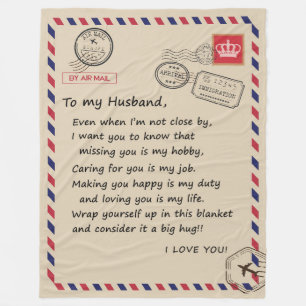 Love Husband   Letter To My Husband I Love You Fleece Blanket