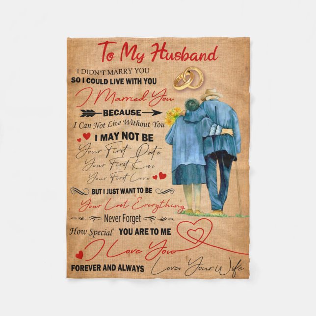 Love Husband | Letter To My Husband I Love You Fleece Blanket (Front)