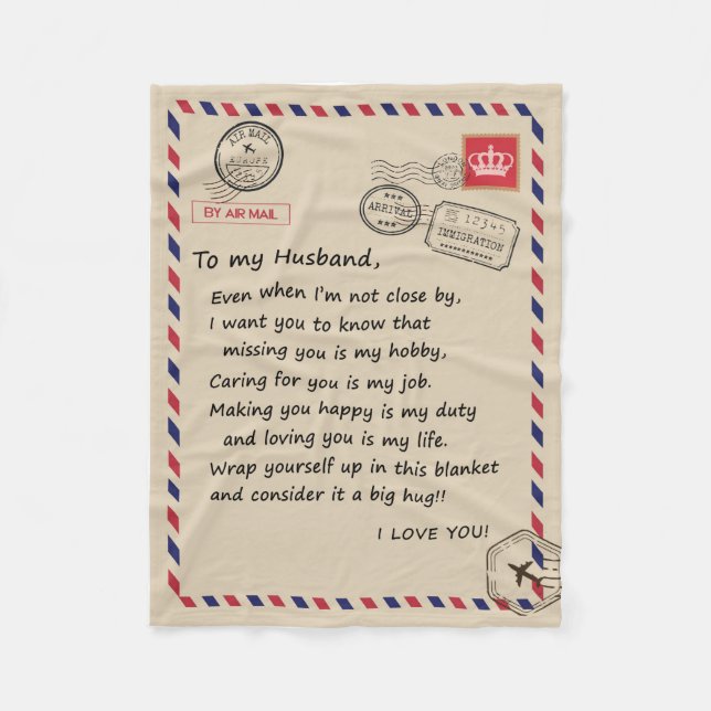 Love Husband | Letter To My Husband I Love You Fleece Blanket (Front)
