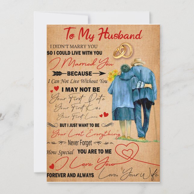 Love Husband | Letter To My Husband I Love You Invitation (Front)