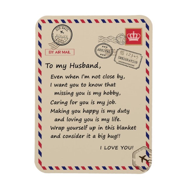 Love Husband | Letter To My Husband I Love You Magnet (Vertical)