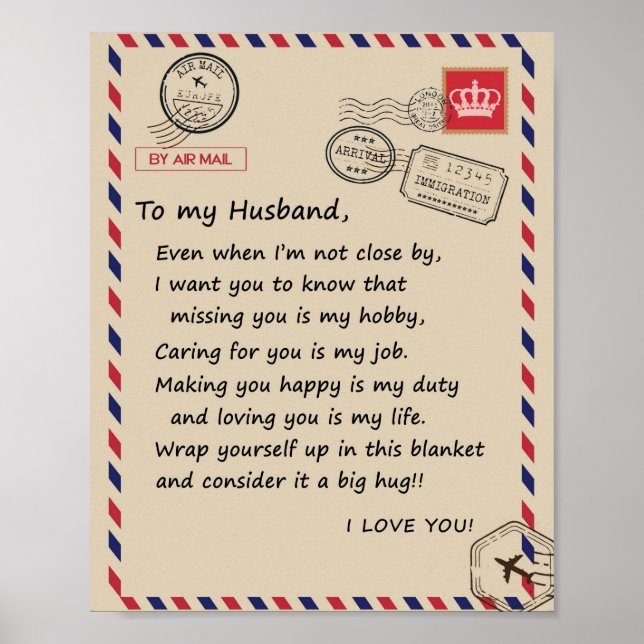 Love Husband | Letter To My Husband I Love You Poster (Front)