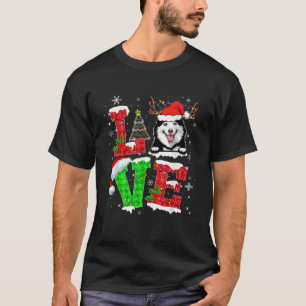 Love Husky Christmas Tree Lights Dog Lover Santa X T-Shirt