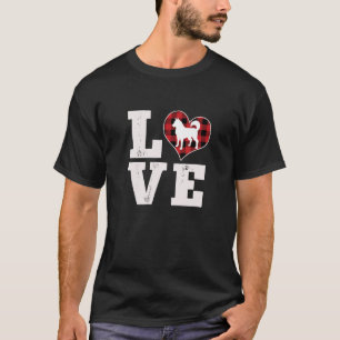 Love Husky Dog Lover Gifts Dog Buffalo Plaid Valen T-Shirt