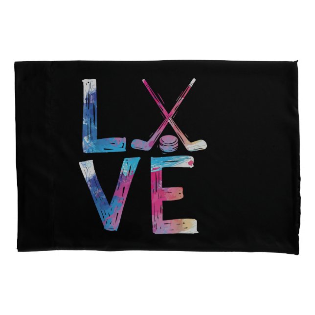 Love Ice Hockey Girls Hockey Gifts Womens Ice Hock Pillowcase (Front)