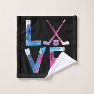 Love Ice Hockey Girls Hockey Gifts Womens Ice Hock Wash Cloth