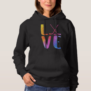 Love Ice Hockey Girls Hockey  Womens Ice Hockey Hoodie