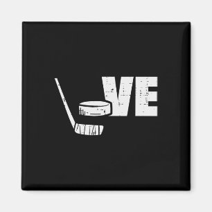 Love Ice Hockey Stick Puck Player Goalie Fans Men  Magnet