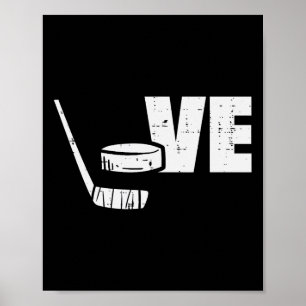 Love Ice Hockey Stick Puck Player Goalie Fans Men Poster