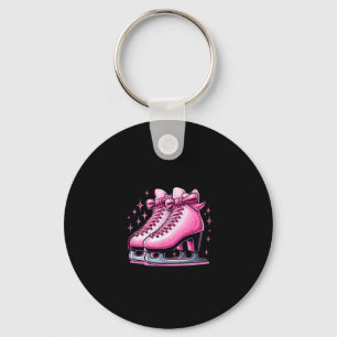 Love Ice Skating Pink Coquette Skates Winter Sport Key Ring