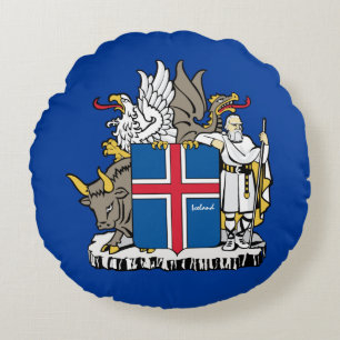Love Iceland & Icelandic flag, emblem / holiday Round Cushion