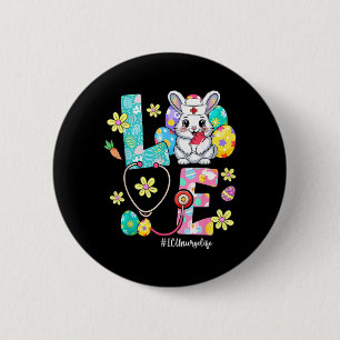 Love Icu Nurse Life Bunny Stethoscope Easter 6 Cm Round Badge