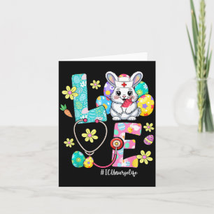 Love Icu Nurse Life Bunny Stethoscope Easter Card