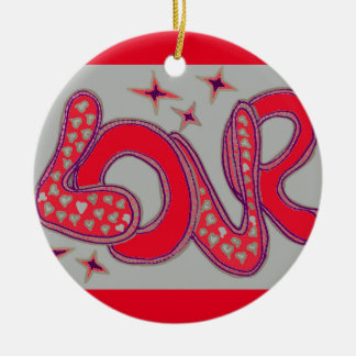Love in 1960s style ceramic tree decoration