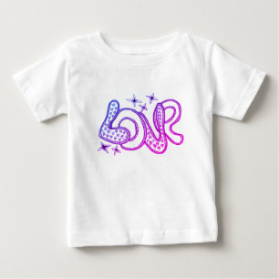 Love in 1960s style in cartoon letters & stars baby T-Shirt