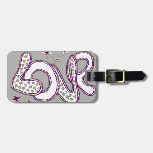 Love in 1960s style luggage tag (Front Horizontal)