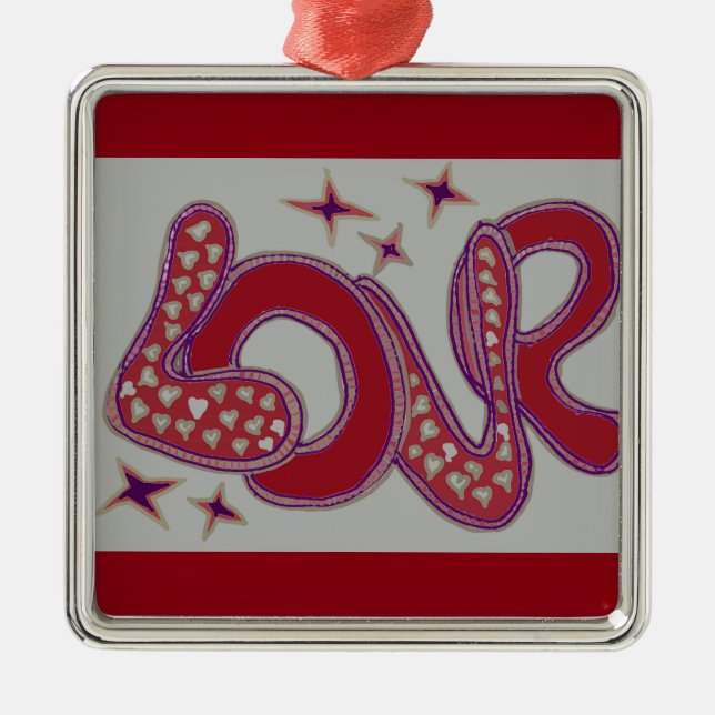 Love in 1960s style metal tree decoration (Front)