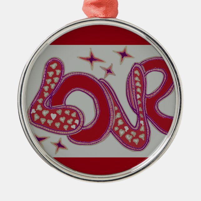 Love in 1960s style metal tree decoration (Front)