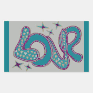 Love in 1960s style rectangular sticker