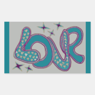 Love in 1960s style rectangular sticker
