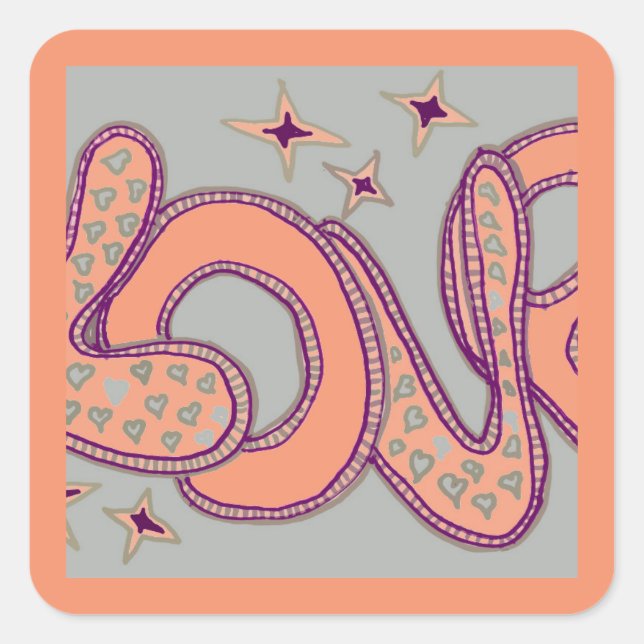 Love in 1960s style square sticker (Front)