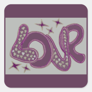 Love in 1960s style square sticker