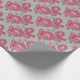 Love in 1960s style wrapping paper