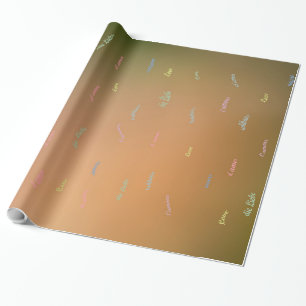 Love in a different languages brown wrapping paper