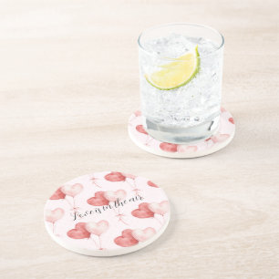 Love in Air Red Pink Heart Balloons Coaster