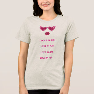 Love in Air Women’s T-Shirt Heart Glasses & Lips Tri-Blend Shirt