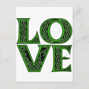 Love in an Irish Celtic Font Postcard