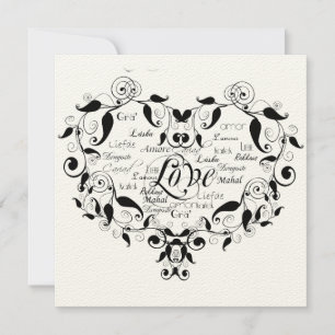 Love in Any Language in Black Wedding Invitation