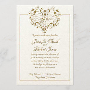 Love in Any Language in Gold Wedding Invitation