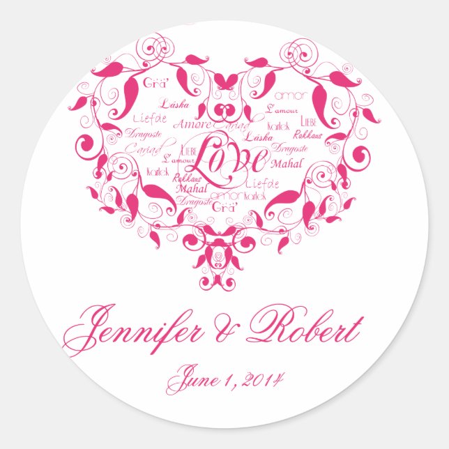Love in any Language in Hot Pink Envelope Seal (Front)