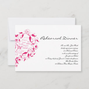 Love in Any Language in Hot Pink Wedding Rehearsal Invitation