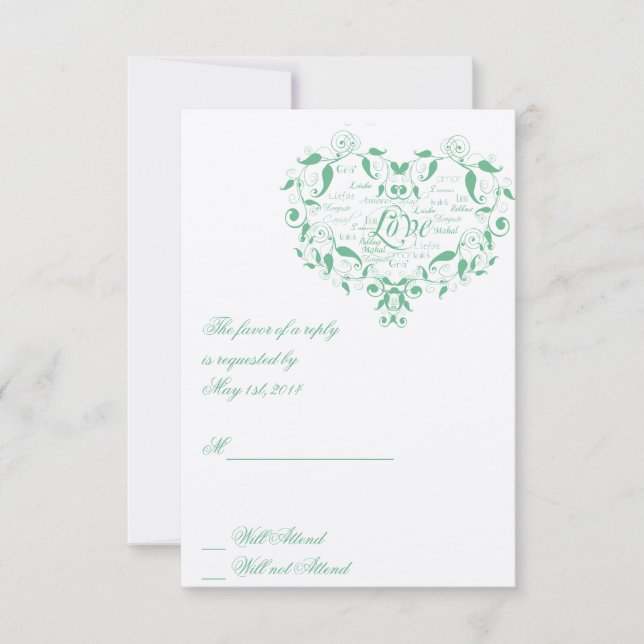 Love in Any Language in Mint Green Response card (Front)
