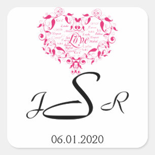 Love in Any Language in Pink Monogram Sticker