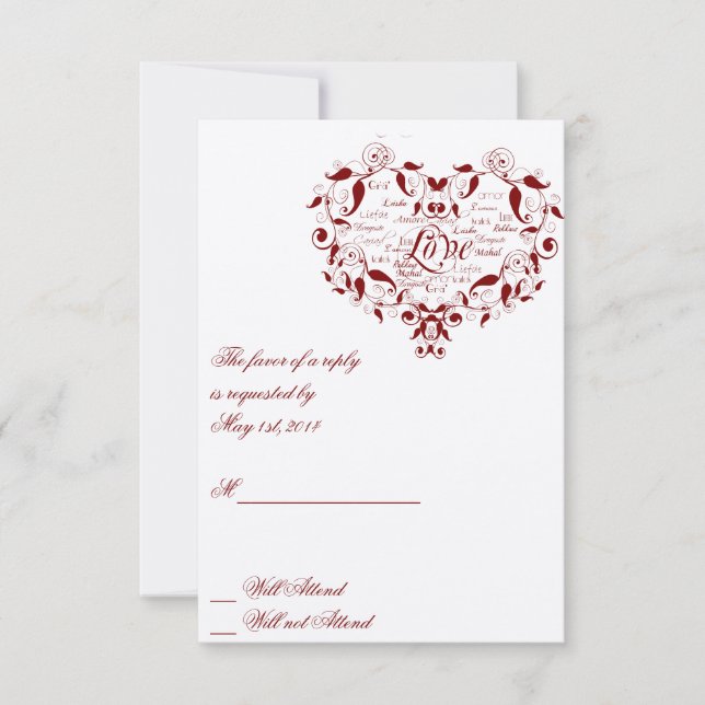 Love in Any Language in Red Response card (Front)