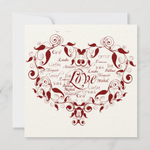 Love in Any Language in Red Wedding Invitation