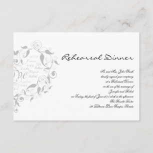 Love in Any Language in Silver Wedding Rehearsal Invitation
