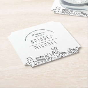Love in Baltimore   City Skyline Welcome Paper Coaster