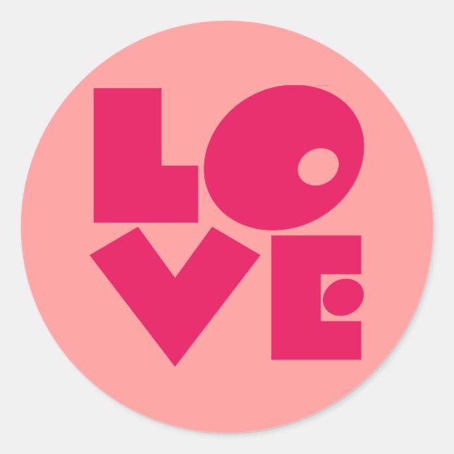 LOVE in Big Block Letters Classic Round Sticker (Front)