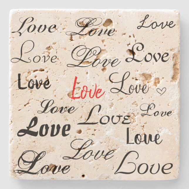 Love in Black and white Stone Coaster (Front)