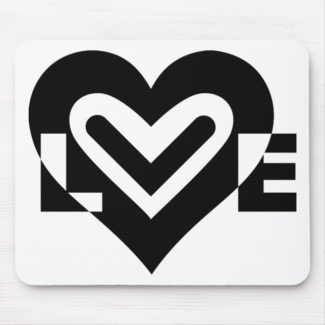 Love in Black Mouse Mat (Front)