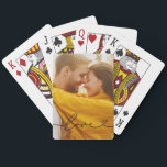 Love in Black Script with Heart Custom Photo Playing Cards<br><div class="desc">Modern and stylish custom playing cards feature a favourite photo with a minimal black "Love" typography overlay design that includes flourish and heart details. The black coloured text can be customised. A unique gift idea for a newlywed couple or for your loved one on Valentine's Day!</div>
