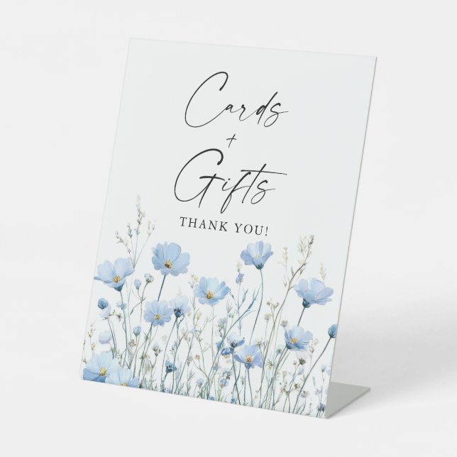 Love In Bloom Blue Bridal Shower Cards Gifts Sign (Front)