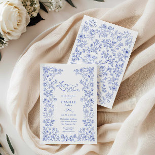 Love in Bloom Blue Floral Bridal Shower Invitation