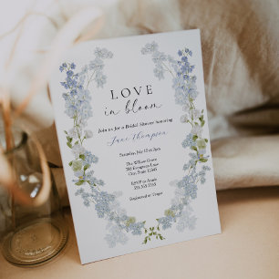 Love in Bloom Blue Flowers Bridal Shower  Invitation