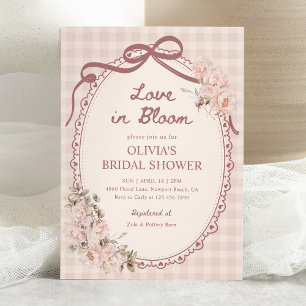 Love in Bloom Blush Pink Floral Bridal Shower Invitation
