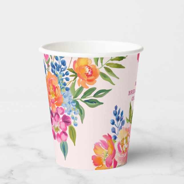 Love in bloom bold floral Bridal shower Paper Cups (Front)
